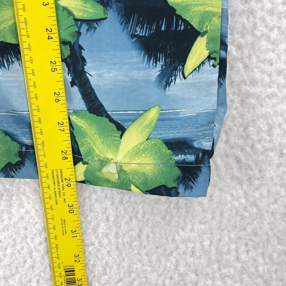 Quiksilver Blue Palm Tropical Print Button-Down Shirt‎ Mens Short Sleeve Size L